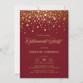 Faux Gold Foil Confetti Bourgondië Pensioenfeest Kaart (Voorkant)