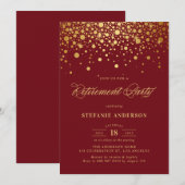 Faux Gold Foil Confetti Bourgondië Pensioenfeest Kaart (Voorkant / Achterkant)