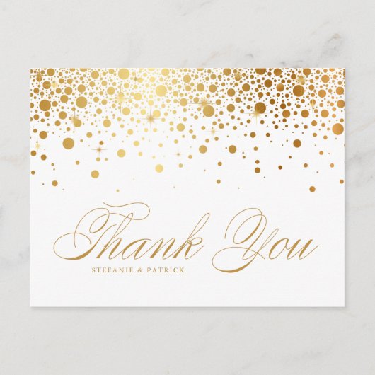 Faux Gold Foil Confetti bruiloft Bedankt Briefkaart (Voorkant)