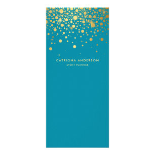 Faux Gold Foil Confetti Business Rack Kaart BLAU