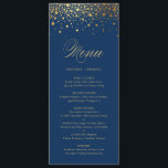 Faux Gold Foil Confetti Elegant Blue Menu Kaart<br><div class="desc">trouwmenukaart met faux Gold folie confetti. Dit is een deel van een trouwsuite. Andere kleuren en overeenkomende objecten zijn beschikbaar. Er zal geen echte gouden folie zijn,  oftewel goudfolie.</div>