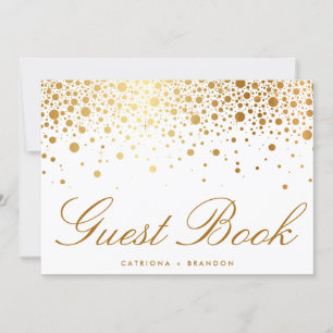 Faux Gold Foil Confetti Elegant Guest Book Sign