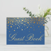 Faux Gold Foil Confetti Elegant Guest Book Sign Kaart (Staand voorkant)