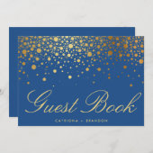 Faux Gold Foil Confetti Elegant Guest Book Sign Kaart (Voorkant / Achterkant)