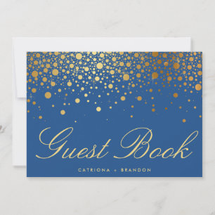 Faux Gold Foil Confetti Elegant Guest Book Sign Kaart