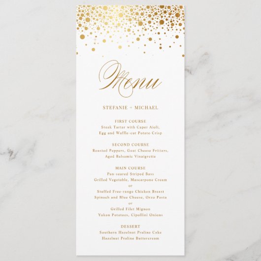 Faux Gold Foil Confetti Elegant Menu Kaart (Voorkant)