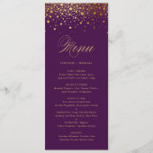 Faux Gold Foil Confetti Elegant Paars Menu Kaart (Voorkant)