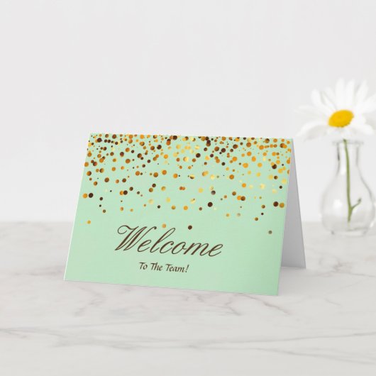 Faux Gold Foil Confetti Elegant Sparkels Welkom Kaart (Kleine Plant)