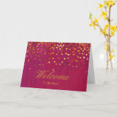 Faux Gold Foil Confetti Elegant Sparkles Welkom C Kaart (Gele Bloem)