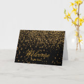Faux Gold Foil Confetti Elegant Sparkles Welkom C Kaart (Gele Bloem)