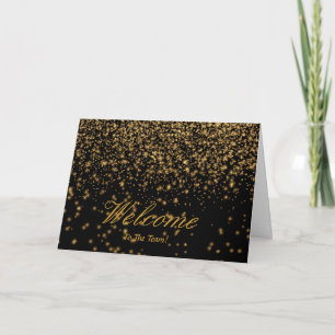 Faux Gold Foil Confetti Elegant Sparkles Welkom C Kaart