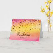 Faux Gold Foil Confetti Elegant Sparkles Welkom C Kaart (Gele Bloem)