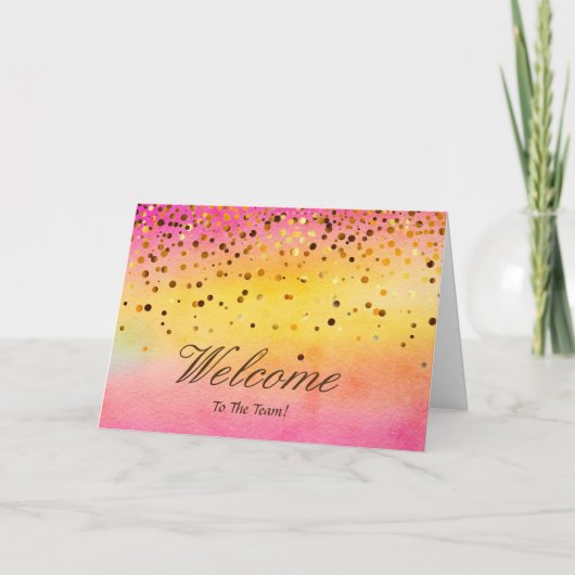 Faux Gold Foil Confetti Elegant Sparkles Welkom C Kaart (Voorkant)