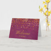 Faux Gold Foil Confetti Elegant Sparkles Welkom C Kaart (Gele Bloem)