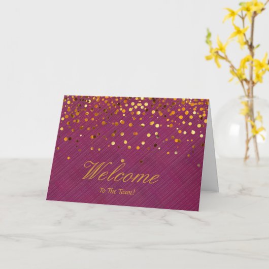 Faux Gold Foil Confetti Elegant Sparkles Welkom C Kaart (Gele Bloem)