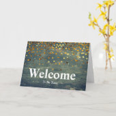 Faux Gold Foil Confetti Elegant Sparkles Welkom C Kaart (Gele Bloem)