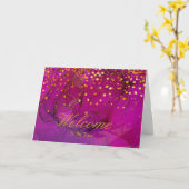Faux Gold Foil Confetti Elegant Sparkles Welkom C Kaart (Gele Bloem)