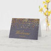 Faux Gold Foil Confetti Elegant Sparkles Welkom C Kaart (Gele Bloem)