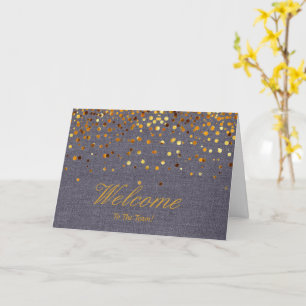 Faux Gold Foil Confetti Elegant Sparkles Welkom C Kaart
