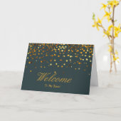 Faux Gold Foil Confetti Elegant Sparkles Welkom C Kaart (Gele Bloem)