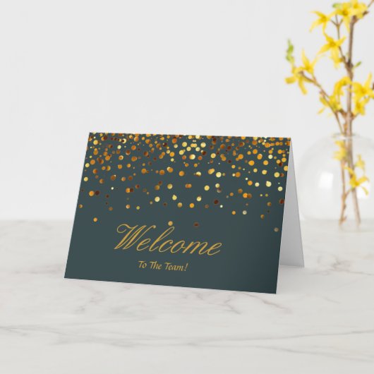 Faux Gold Foil Confetti Elegant Sparkles Welkom C Kaart (Gele Bloem)