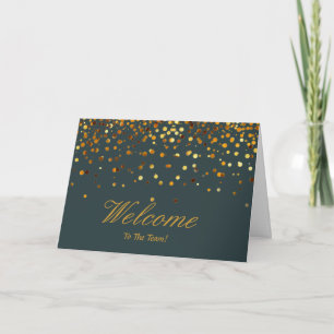 Faux Gold Foil Confetti Elegant Sparkles Welkom C Kaart