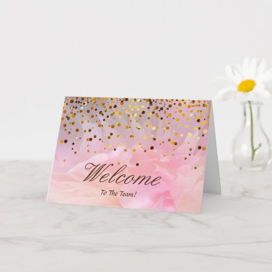 Faux Gold Foil Confetti Elegant Sparkles Welkom Kaart (Kleine Plant)