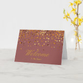 Faux Gold Foil Confetti Elegant Sparkles Welkom Kaart (Gele Bloem)