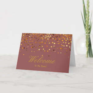 Faux Gold Foil Confetti Elegant Sparkles Welkom Kaart