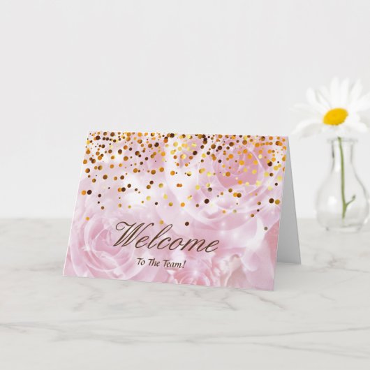 Faux Gold Foil Confetti Elegant Sparkles Welkom Kaart (Kleine Plant)
