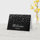 Faux Gold Foil Confetti Elegant Sparkles Welkom Kaart (Gele Bloem)