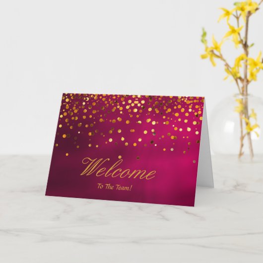 Faux Gold Foil Confetti Elegant Sparkles Welkom Kaart (Gele Bloem)