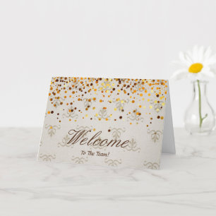 Faux Gold Foil Confetti Elegant Sparkles Welkom Kaart