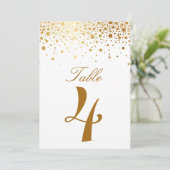 Faux Gold Foil Confetti Elegant Table Number Card Kaart (Staand voorkant)