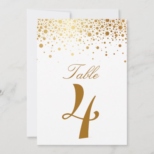 Faux Gold Foil Confetti Elegant Table Number Card Kaart (Achterkant)