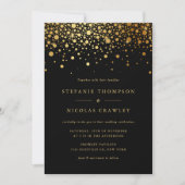 Faux Gold Foil Confetti Elegant Wedding Invitation Kaart (Voorkant)