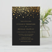 Faux Gold Foil Confetti Elegant Wedding Invitation Kaart (Staand voorkant)