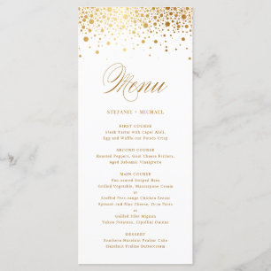 Faux Gold Foil Confetti Elegant Wedding Menu Kaart