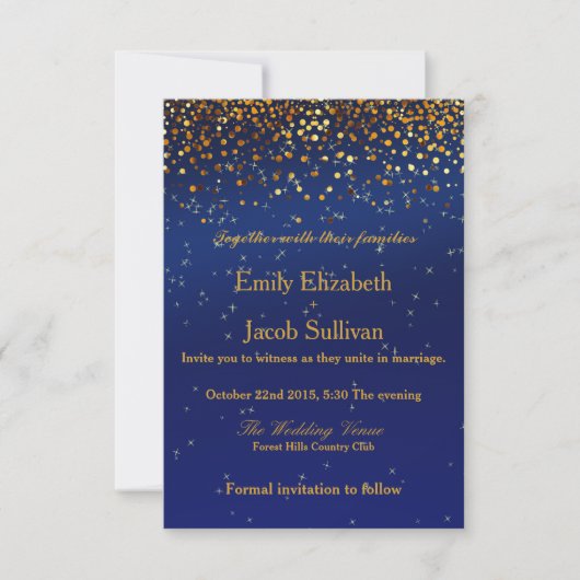 Faux Gold Foil Confetti Elegant Wedding Save the D Date (Voorkant)