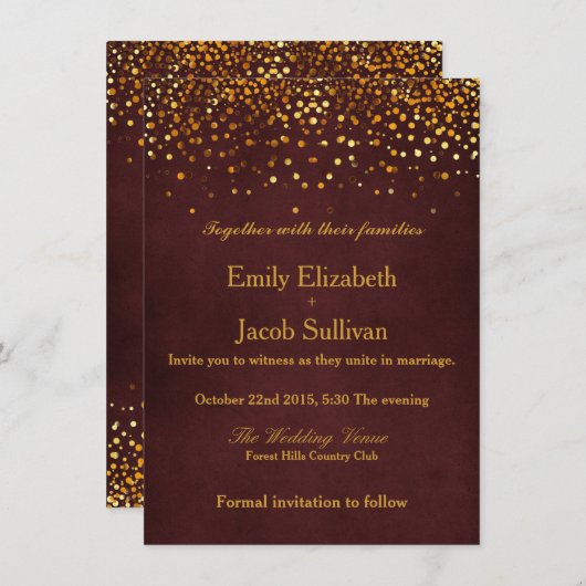 Faux Gold Foil Confetti Elegant Wedding Save the D Save The Date (Voorkant / Achterkant)