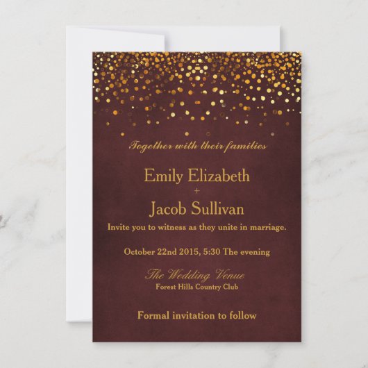 Faux Gold Foil Confetti Elegant Wedding Save the D Save The Date (Voorkant)