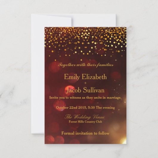 Faux Gold Foil Confetti Elegant Wedding Save the D Save The Date (Voorkant)