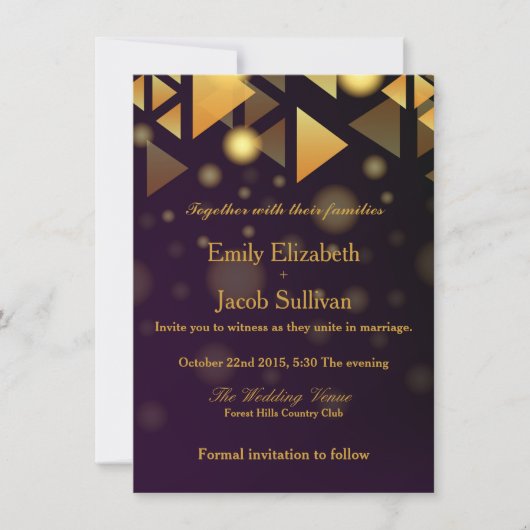 Faux Gold Foil Confetti Elegant Wedding Save The Date (Voorkant)