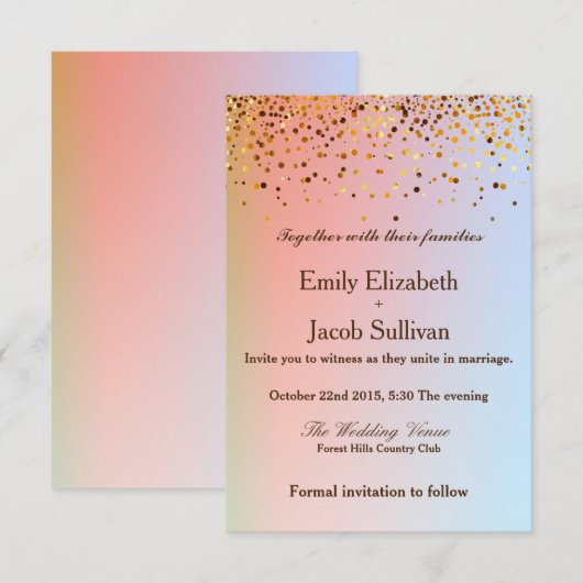 Faux Gold Foil Confetti Elegant Wedding Save The Date (Voorkant / Achterkant)