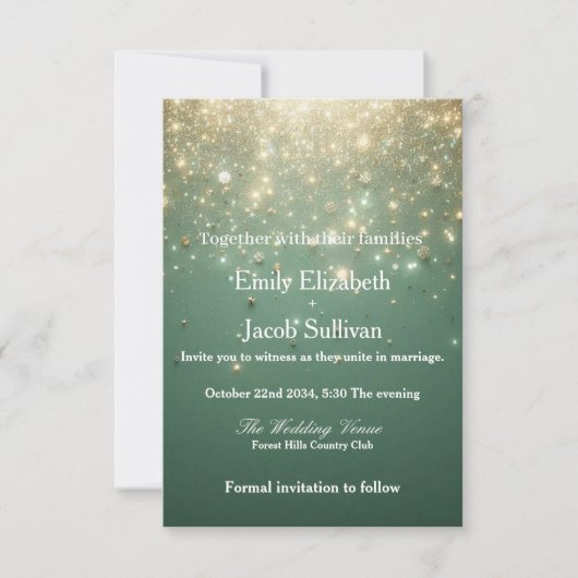 Faux Gold Foil Confetti Elegant Wedding Save The Date (Voorkant)