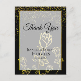 Faux Gold Foil Confetti floral watermark Hartelijk Briefkaart