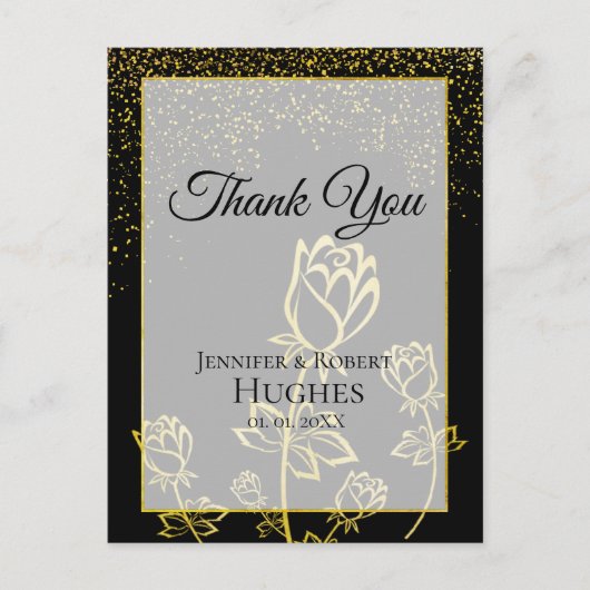 Faux Gold Foil Confetti floral watermark Hartelijk Briefkaart (Voorkant)