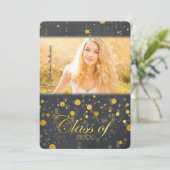 Faux Gold Foil Confetti Foto Afstuderen Kaart (Staand voorkant)