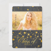 Faux Gold Foil Confetti Foto Afstuderen Kaart (Voorkant)