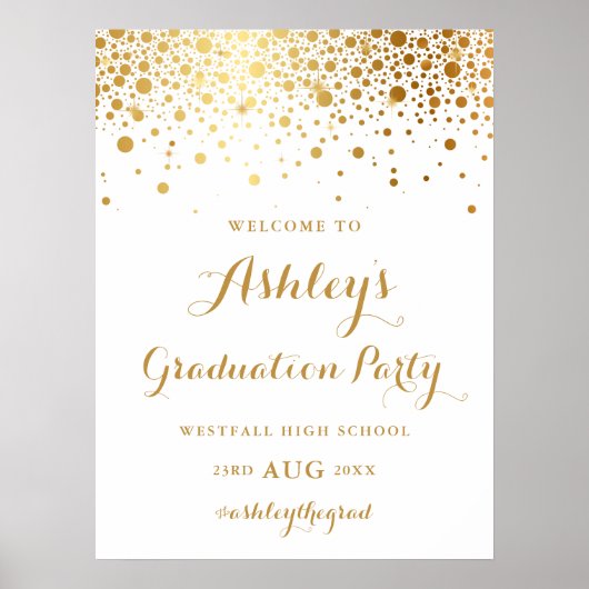 Faux Gold Foil Confetti Graduation Party Poster (Voorkant)